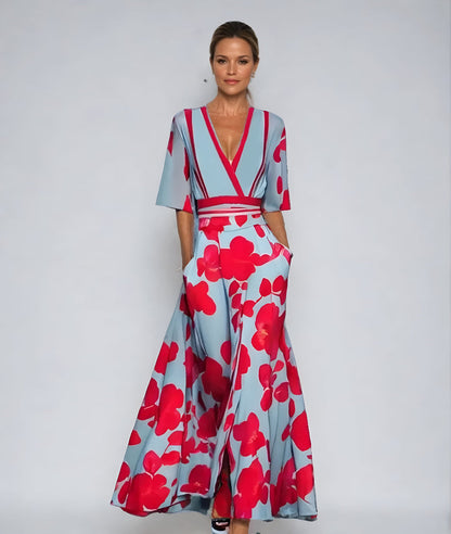 Women's Floral Wrap Summer Midi Dress
