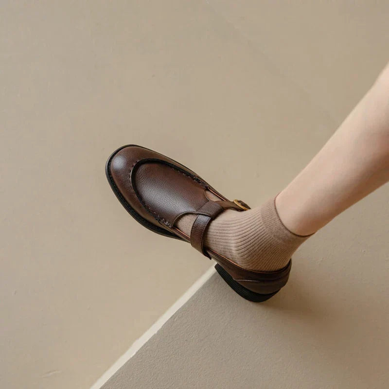 Women's Retro T-Strap Mary Jane Round Toe Low Heel