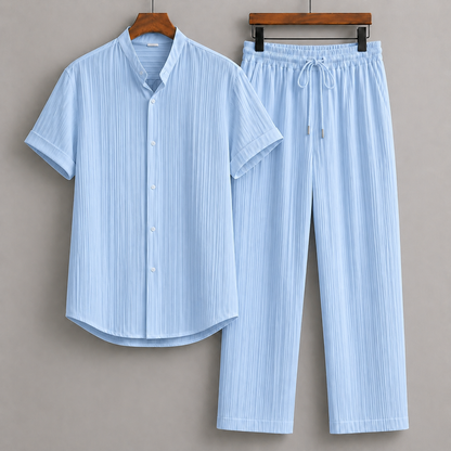 Navaro Linen Short-Sleeve Shirt and Drawstring Pants Set