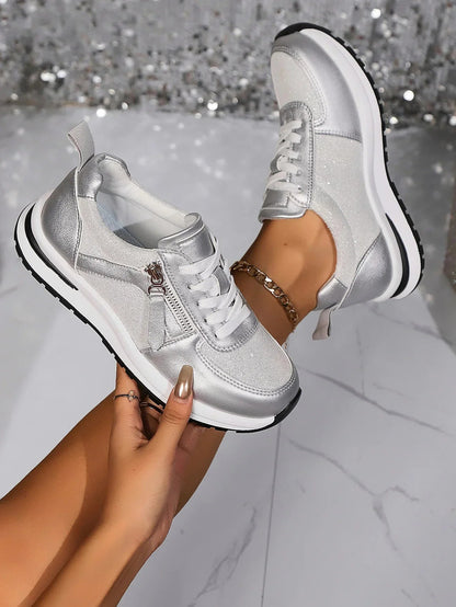Women's Platform Lace-Up Zip Sneakers