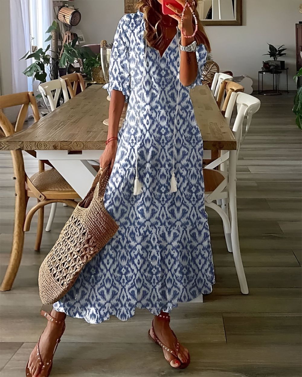 Women's Boho Flowy Maxi Dress