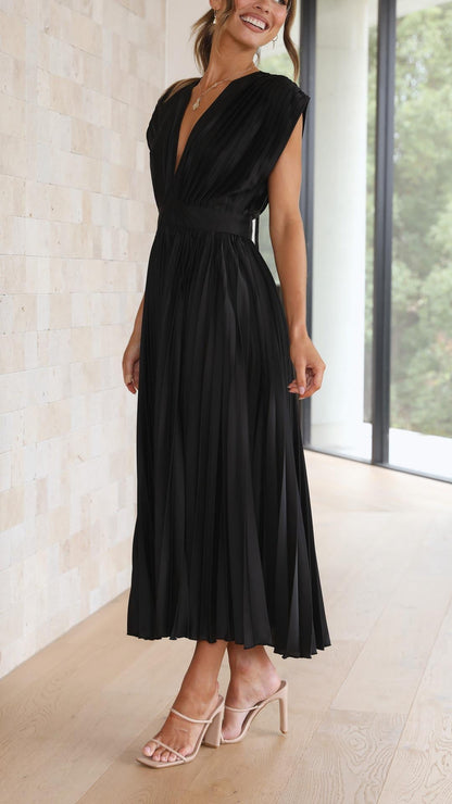 Women's Pleated Formal Evening Maxi Dress