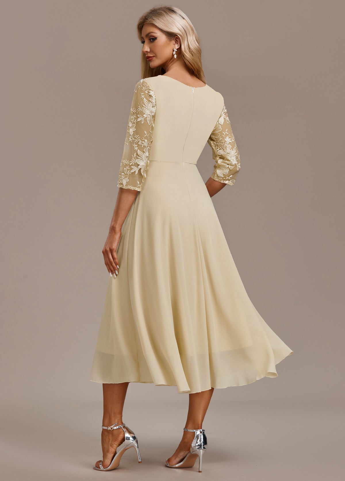 Women's Floral Embroidered Celebration Midi Dress