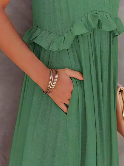Women's Sleeveless Ruffle Day-to-Evening Midi Dress