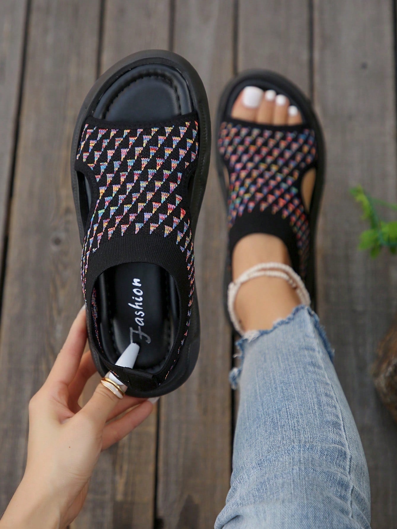 Women's Open Toe Slip-On Platform Sandals