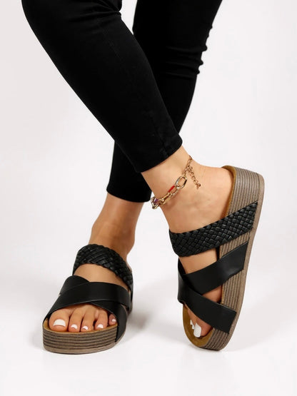Women's Woven Platform Cushioned Sandals
