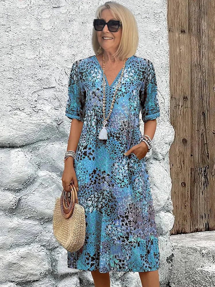 Women's Colorful Floral Midi Dress