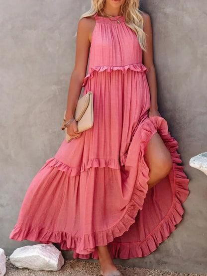 Women's Sleeveless Ruffle Day-to-Evening Midi Dress