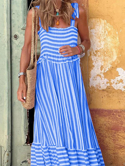 Women's Striped Summer Casual Midi Dress