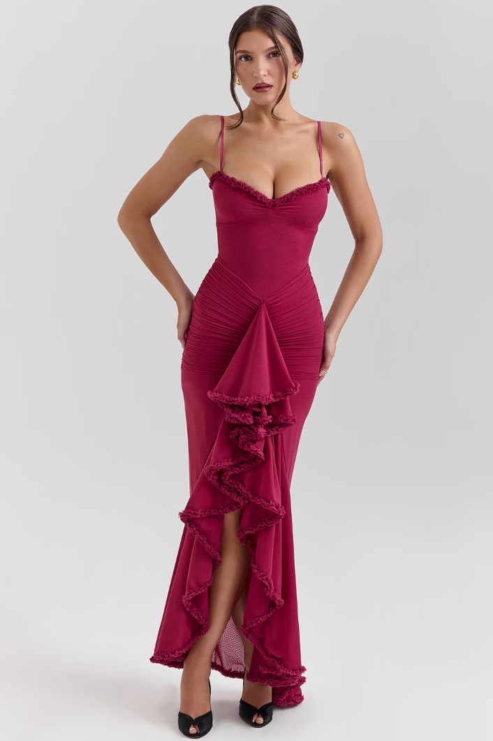 Women's Lace Wedding Guest Maxi Dress