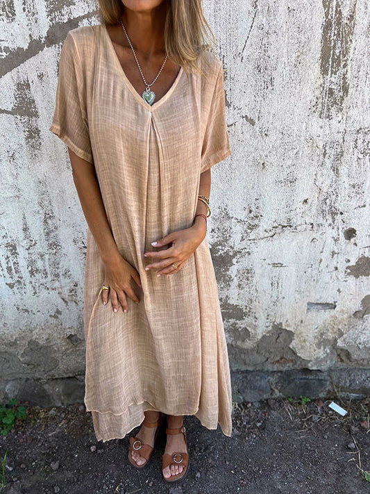 Women's V-Neck Casual Midi Dress