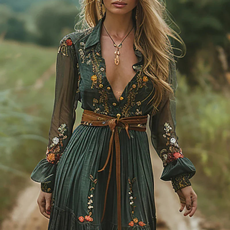 Women's Bohemian Floral Maxi Dress