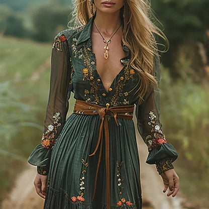 Women's Bohemian Floral Maxi Dress