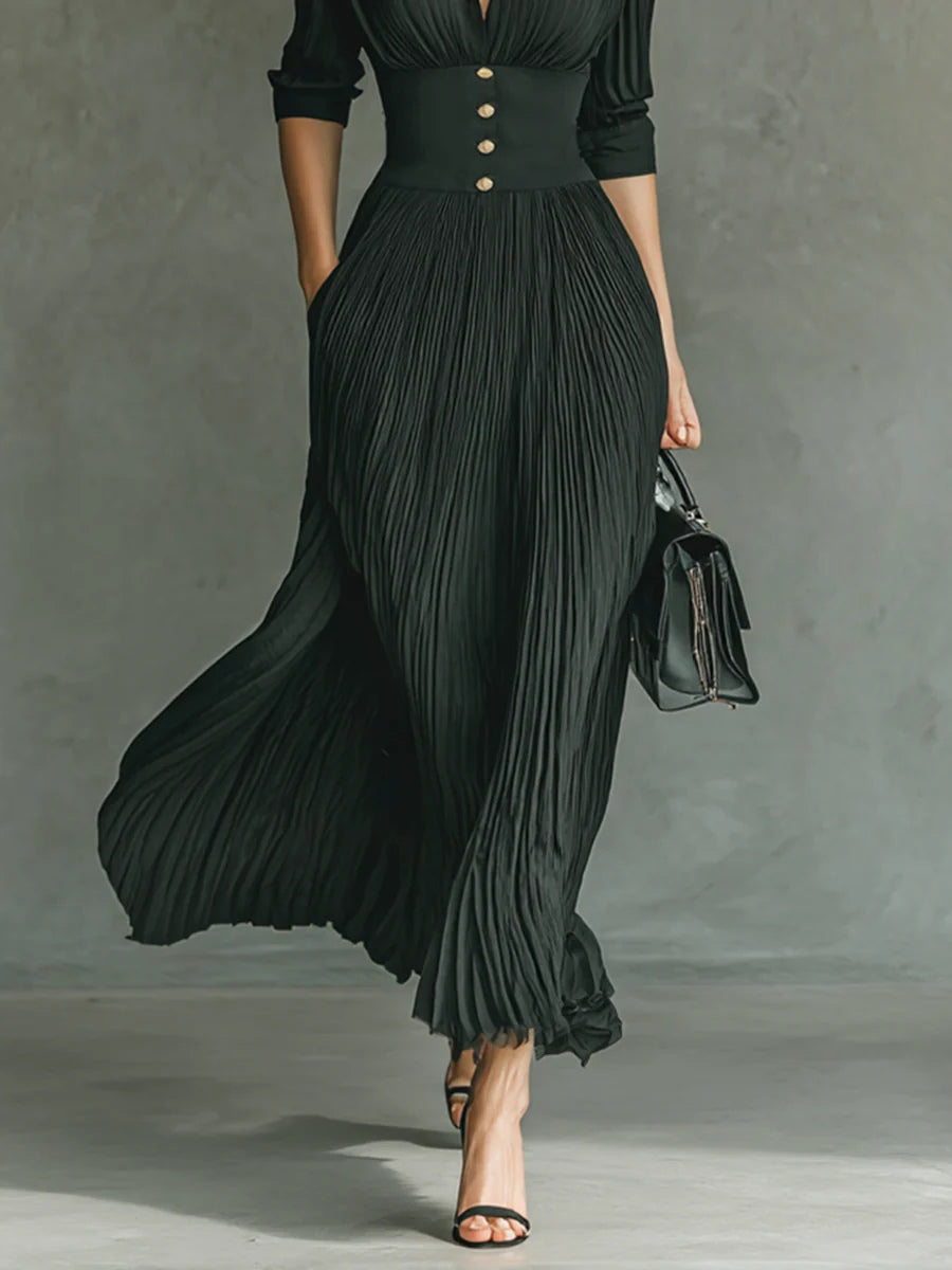 Women's Pleated Formal Evening Maxi Dress