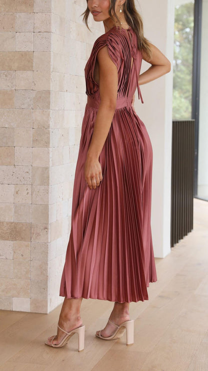Women's Pleated Formal Evening Maxi Dress