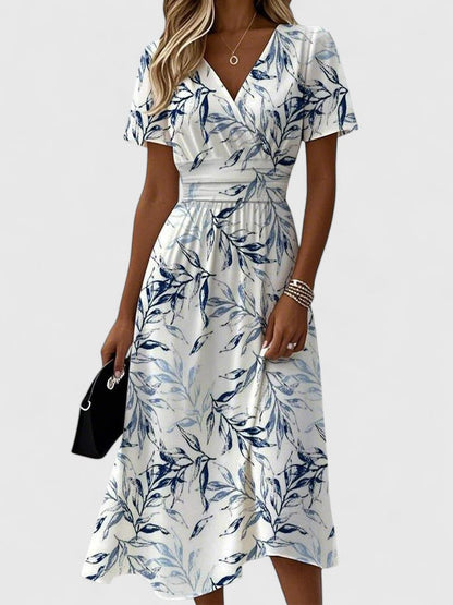 Women's Floral Wrap Spring Midi Dress