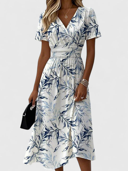 Women's Floral Wrap Spring Midi Dress