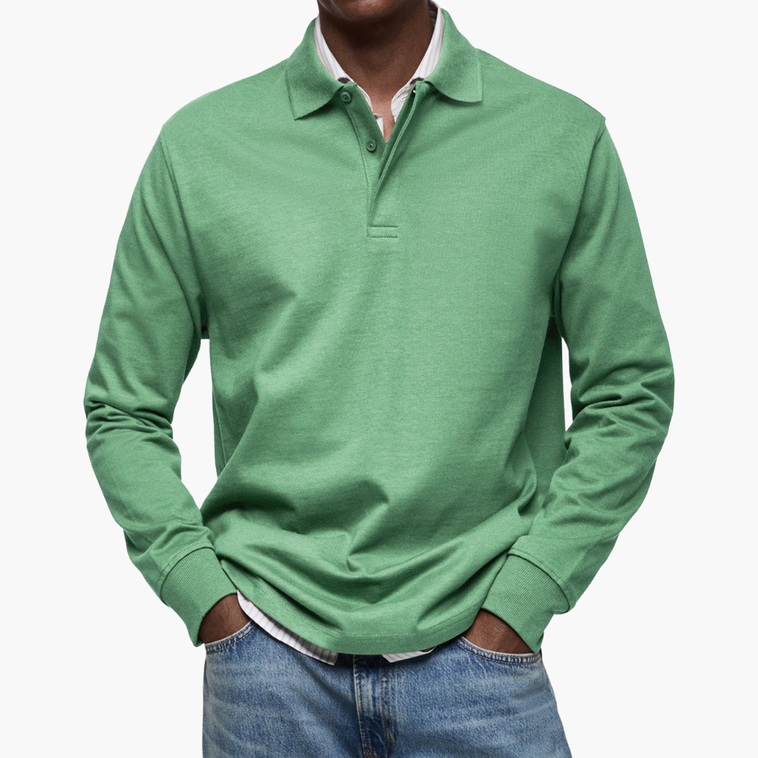 Liam Elegant Men's Long Sleeve Casual Polo Shirt