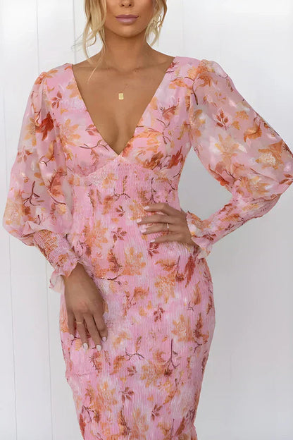 Women's Floral Evening Wedding Guest Maxi Dress