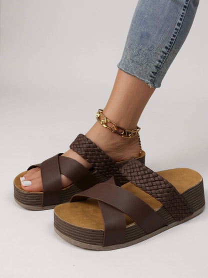 Women's Woven Platform Cushioned Sandals