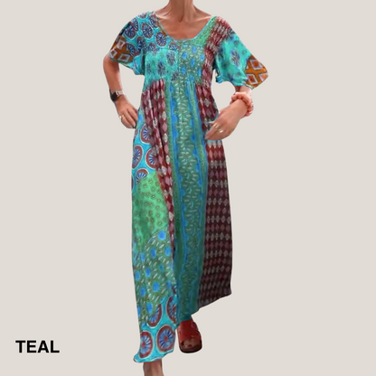 Women's Paisley Print Casual Evening Midi Dress