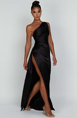 Women's Satin Bodycon Wedding Guest Maxi Dress