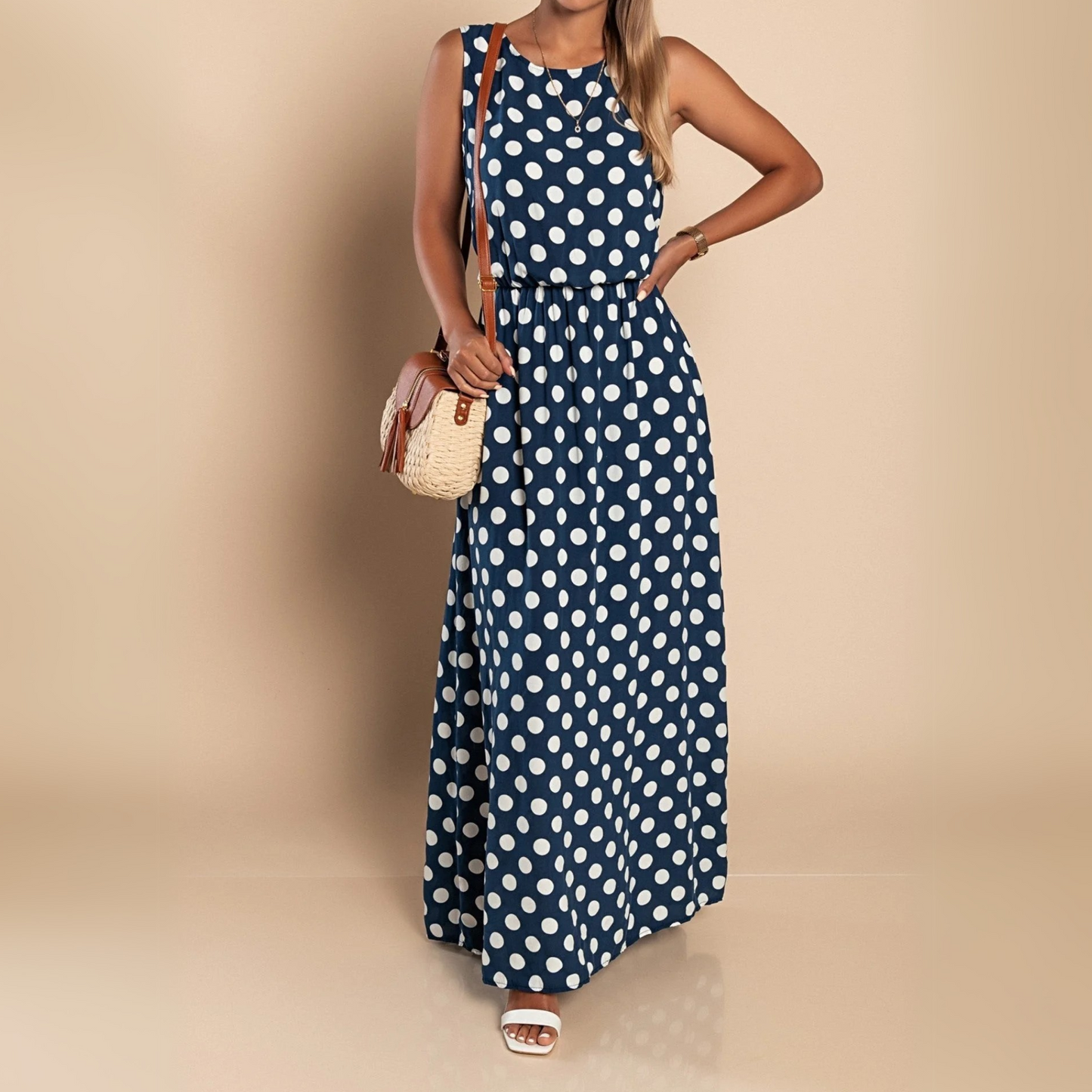 Women's Polka Dot Casual Vacation Maxi Dress