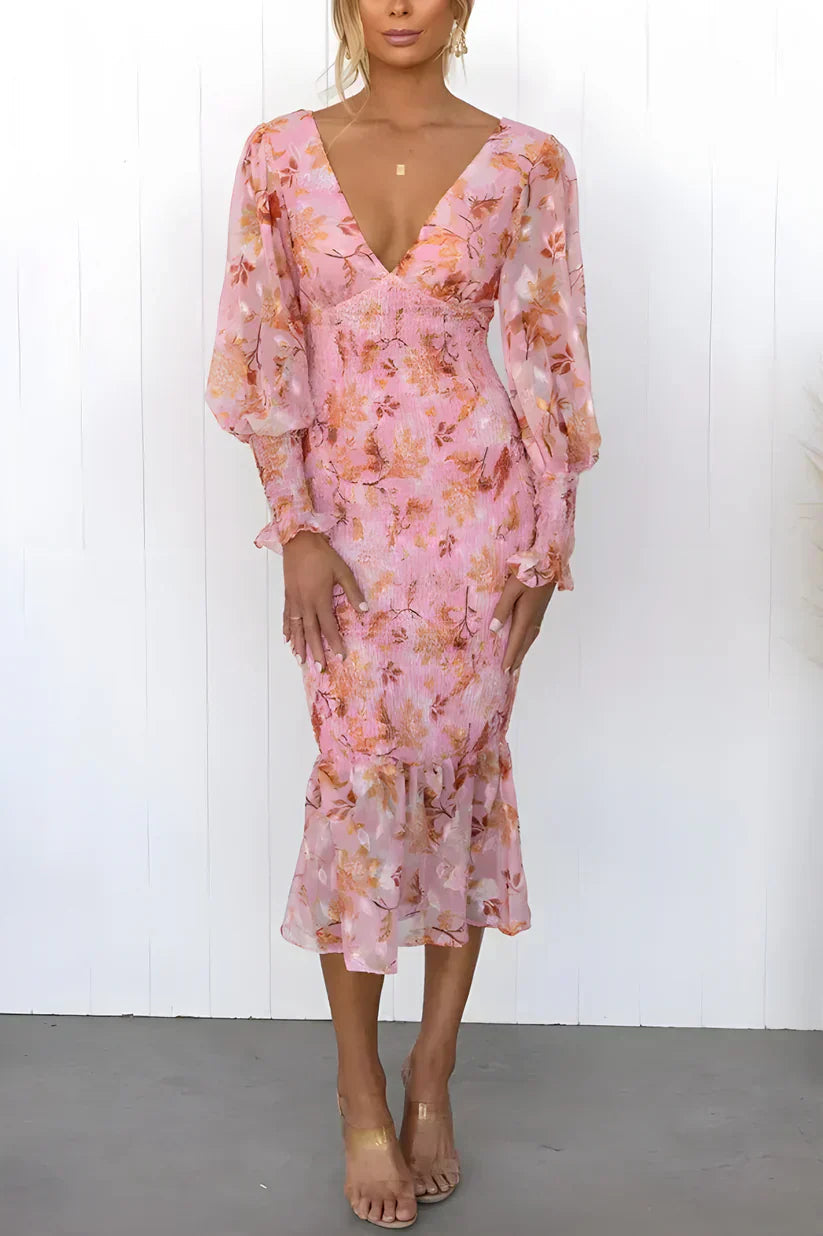 Women's Floral Evening Wedding Guest Maxi Dress