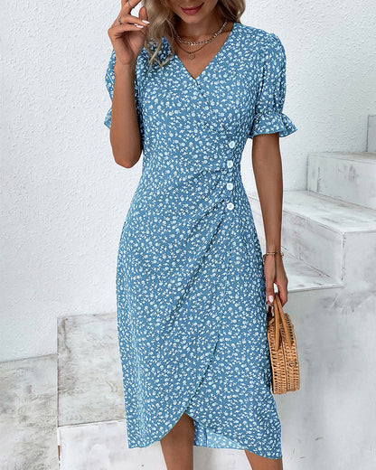 Women's V-Neck Casual Summer Midi Dress