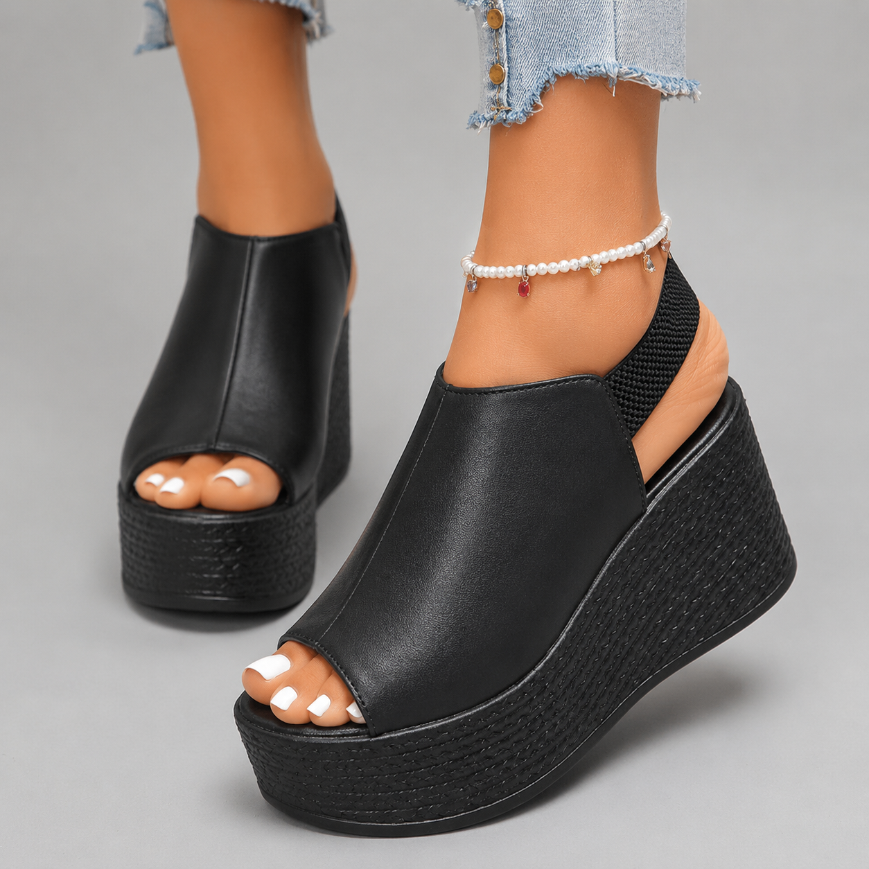Avessa Leather Wedge Platform Sandals