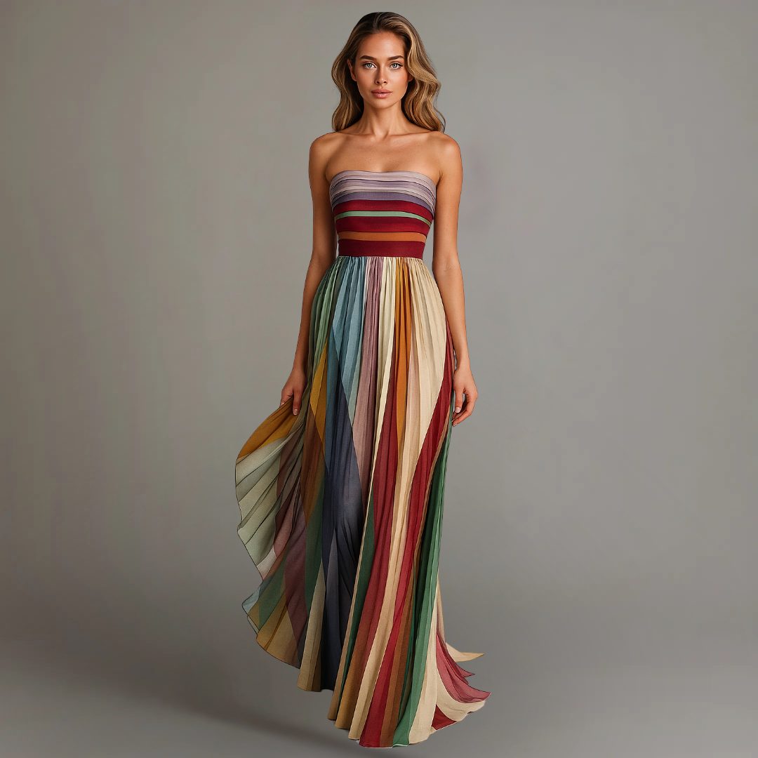 Women's Strapless Holiday Evening Maxi Dress