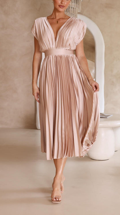 Women's Pleated Formal Evening Maxi Dress