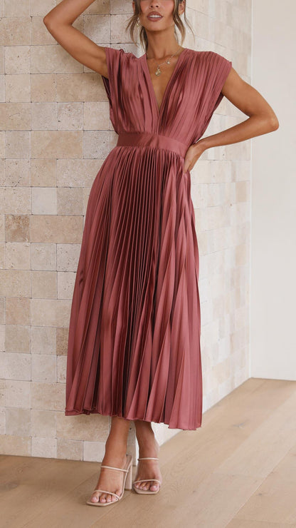 Women's Pleated Formal Evening Maxi Dress