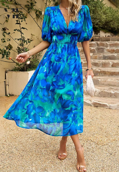 Women's Floral Print Casual Midi Dress