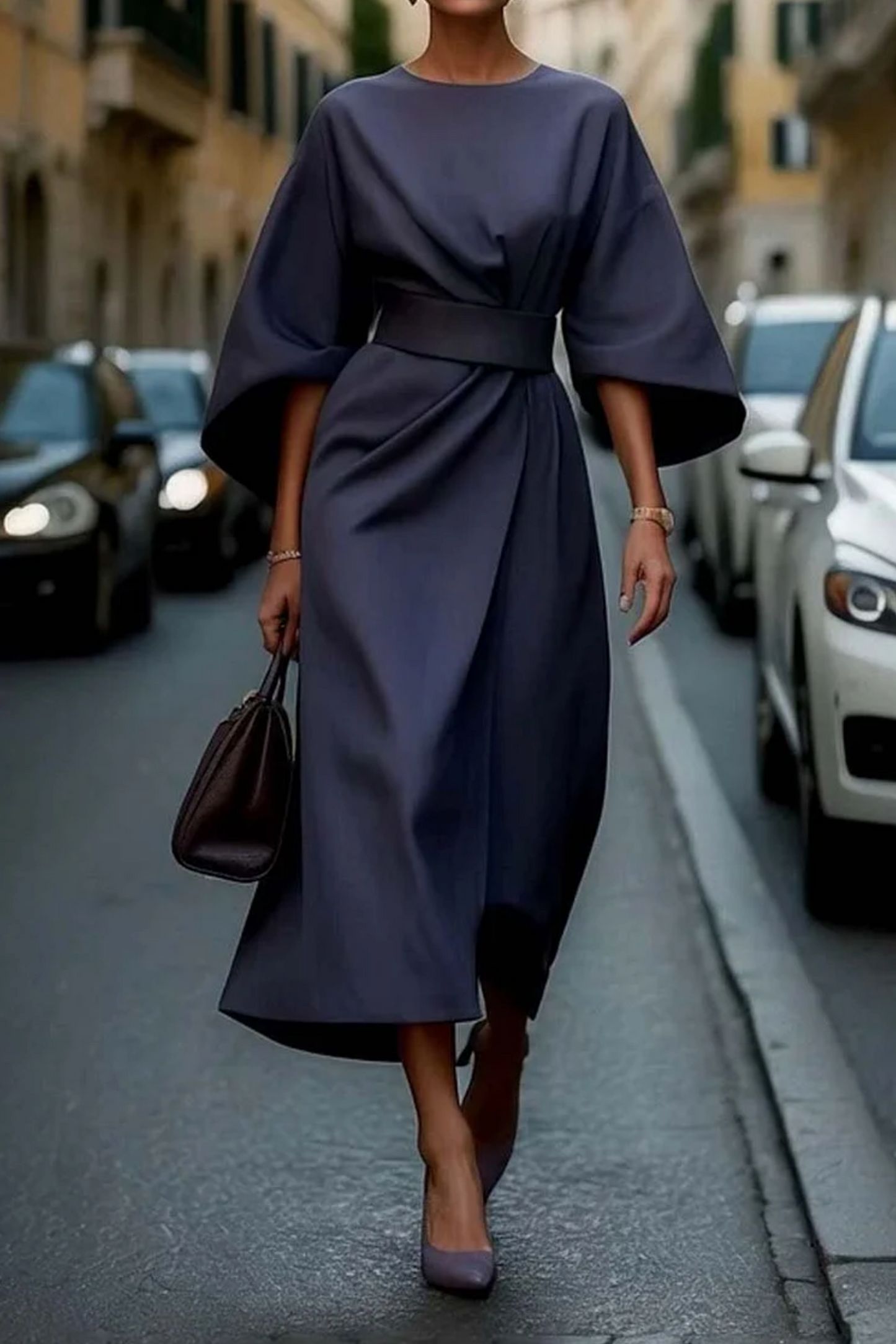 Women's Lantern Sleeve Elegant Midi Dress