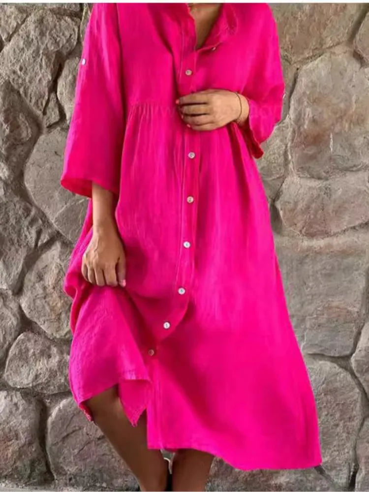 Women's Button-Down Summer Midi Dress