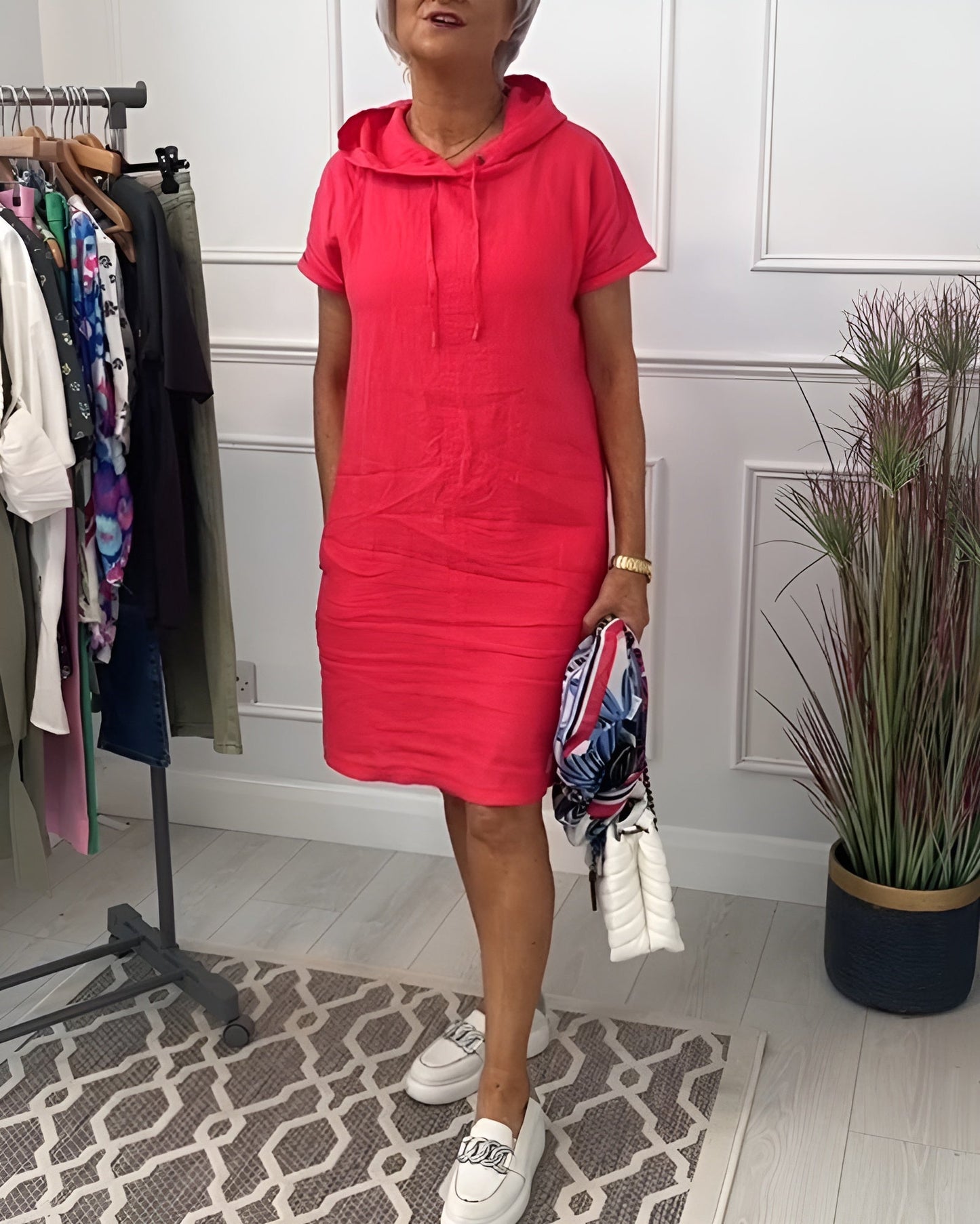Women's Hooded Casual Everyday Midi Dress