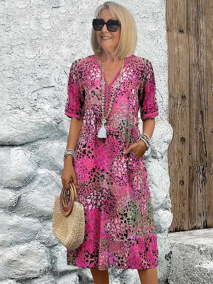 Women's Colorful Floral Midi Dress