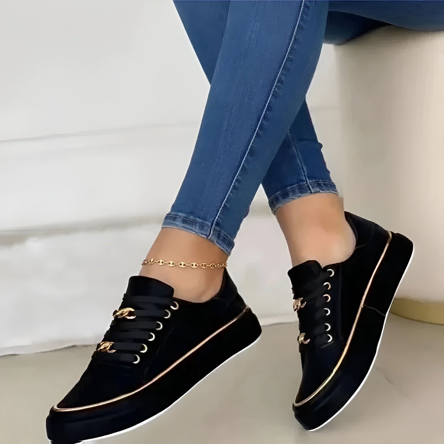 Women's Platform Sneakers with Chain Detail