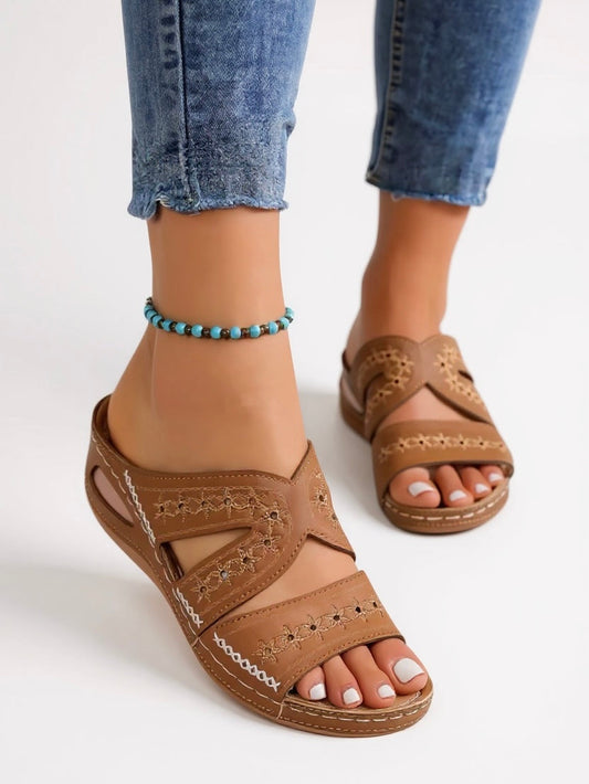 Women's Cushioned Slip-On Flat Sandals