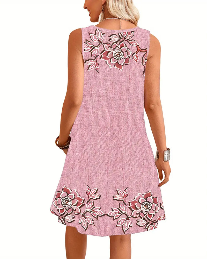 Women's Sleeveless Casual Evening Midi Dress