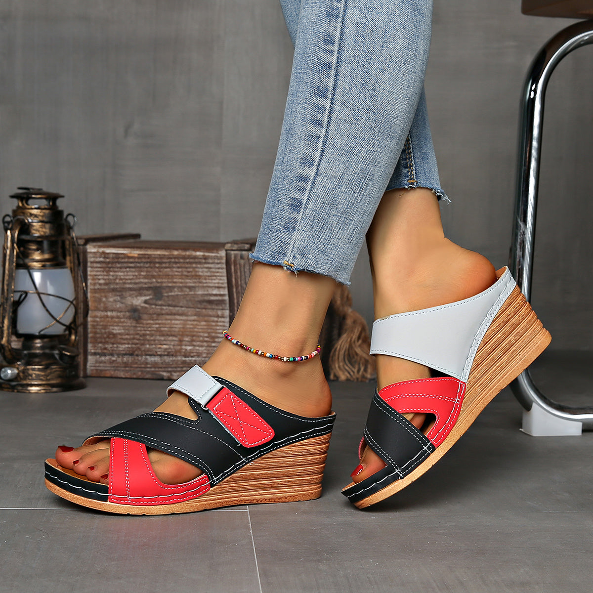 Women's Platform Wedge Slide Sandals