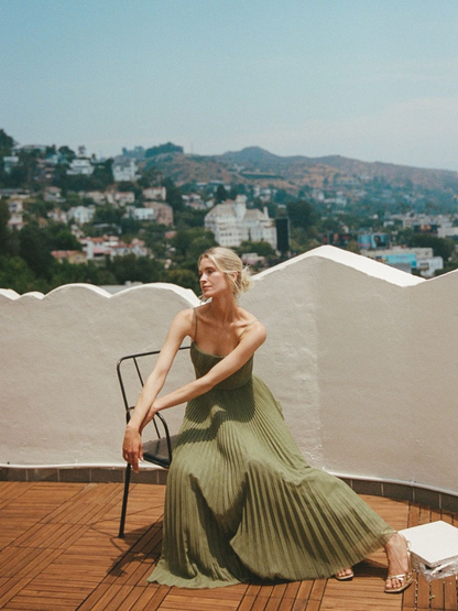 Women's Pleated Evening Maxi Dress