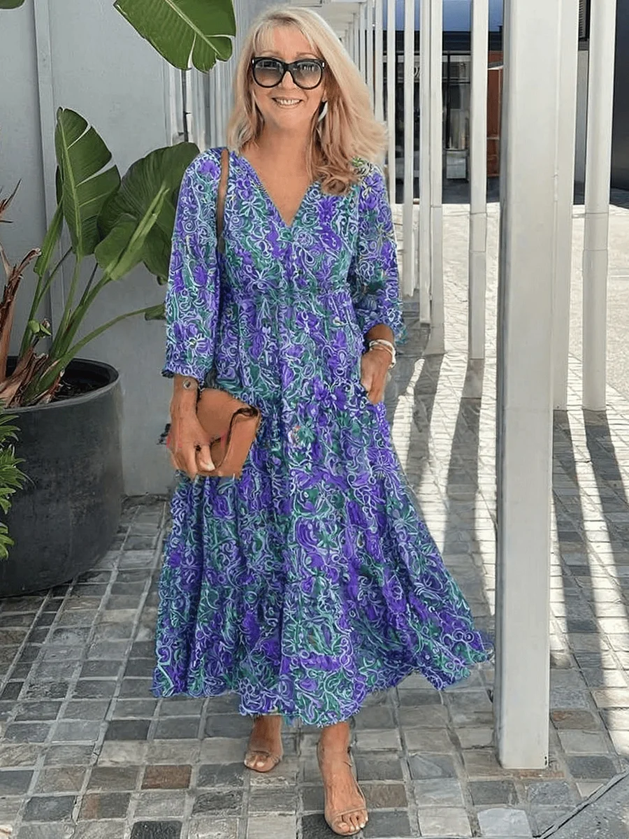 Women's Floral Boho Vacation Midi Dress