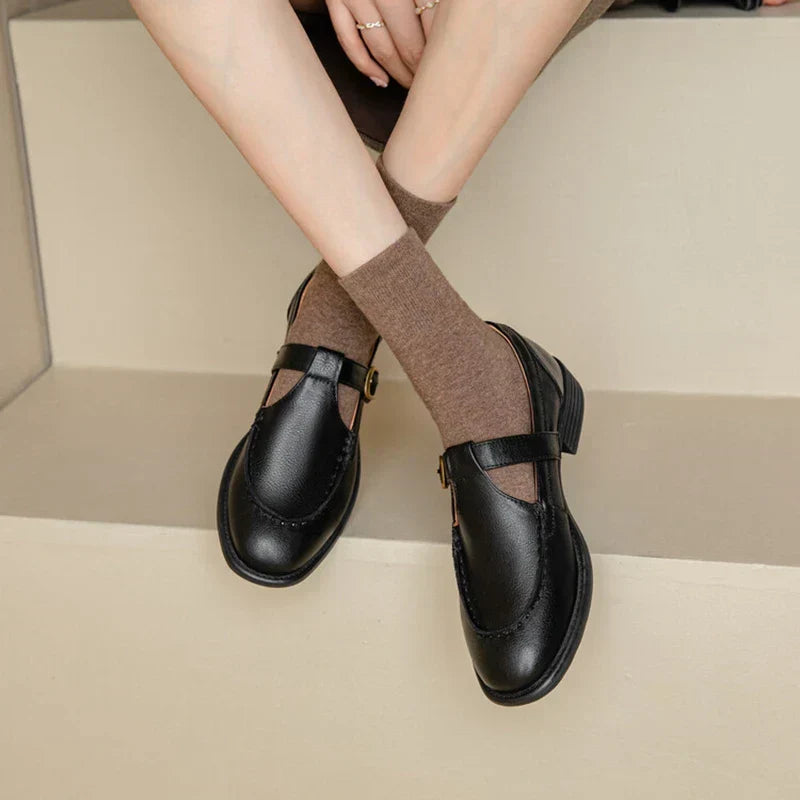 Women's Retro T-Strap Mary Jane Round Toe Low Heel