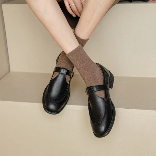 Women's Retro T-Strap Mary Jane Round Toe Low Heel