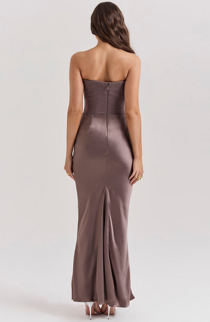 Women's Lace Strapless Evening Maxi Dress