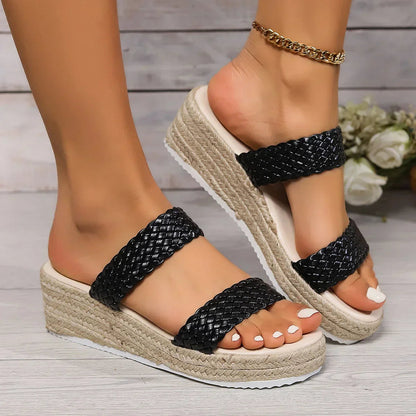 Women's Woven Platform Flat Sandals