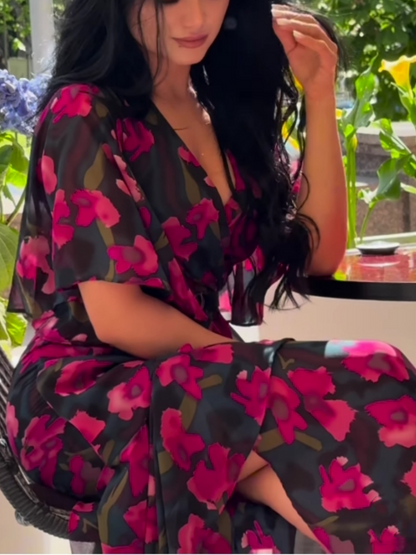 Women's Printed Retro Style Midi Dress