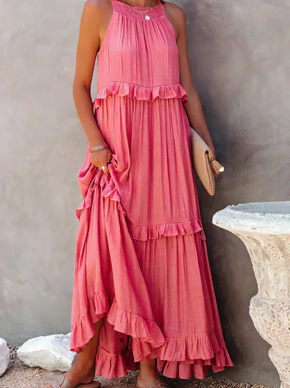 Women's Sleeveless Ruffle Day-to-Evening Midi Dress